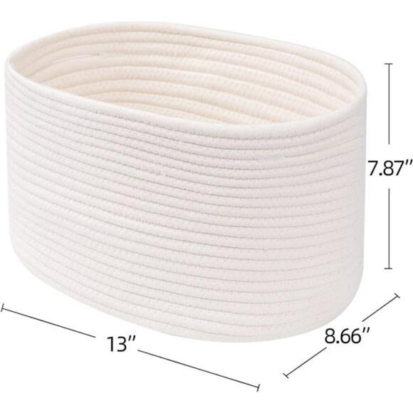 Cotton Rope Storage Baskets Set Woven Cube Shelf Bins Closet Organizer - Picture 2 of 7